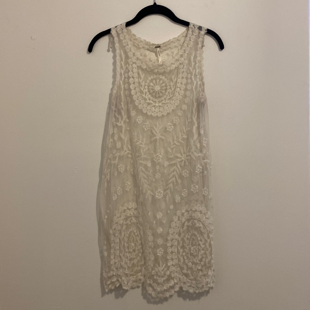 Free people lace off white mini dress